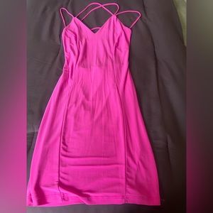 Lightly Used Small Pink Barbie Core Strappy back mini Bodycon dress